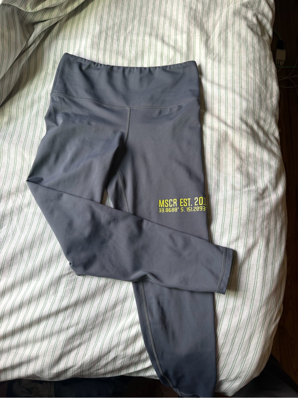 Women's Gray High-Rise Leggings with Yellow Logo
